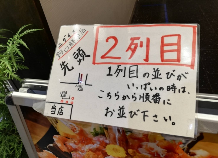 【ニダイメ野口鮮魚店】2列目のご案内（2023年1月撮影）